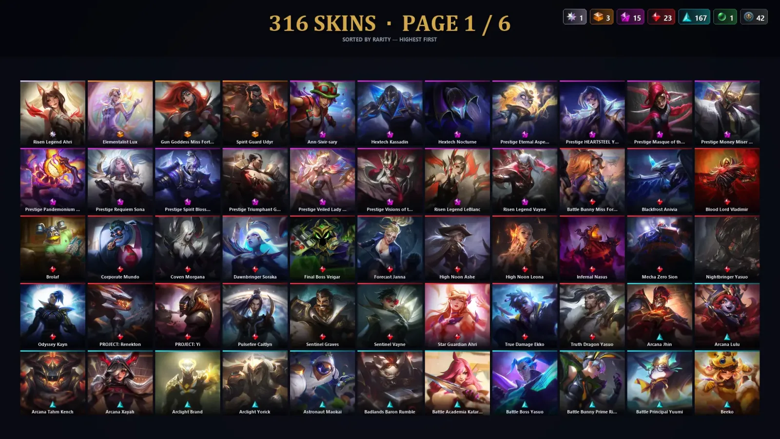 [LoL] | EUW | Level 360 | 172 Champions | 316 Skins | 21,782 BE — LoL account