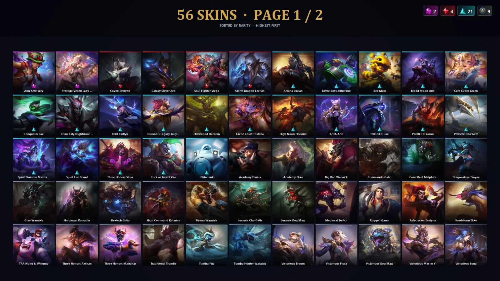 [LoL] | TR | Level 101 | Diamond IV | 120 Champions | 56 Skins | 75,861 BE