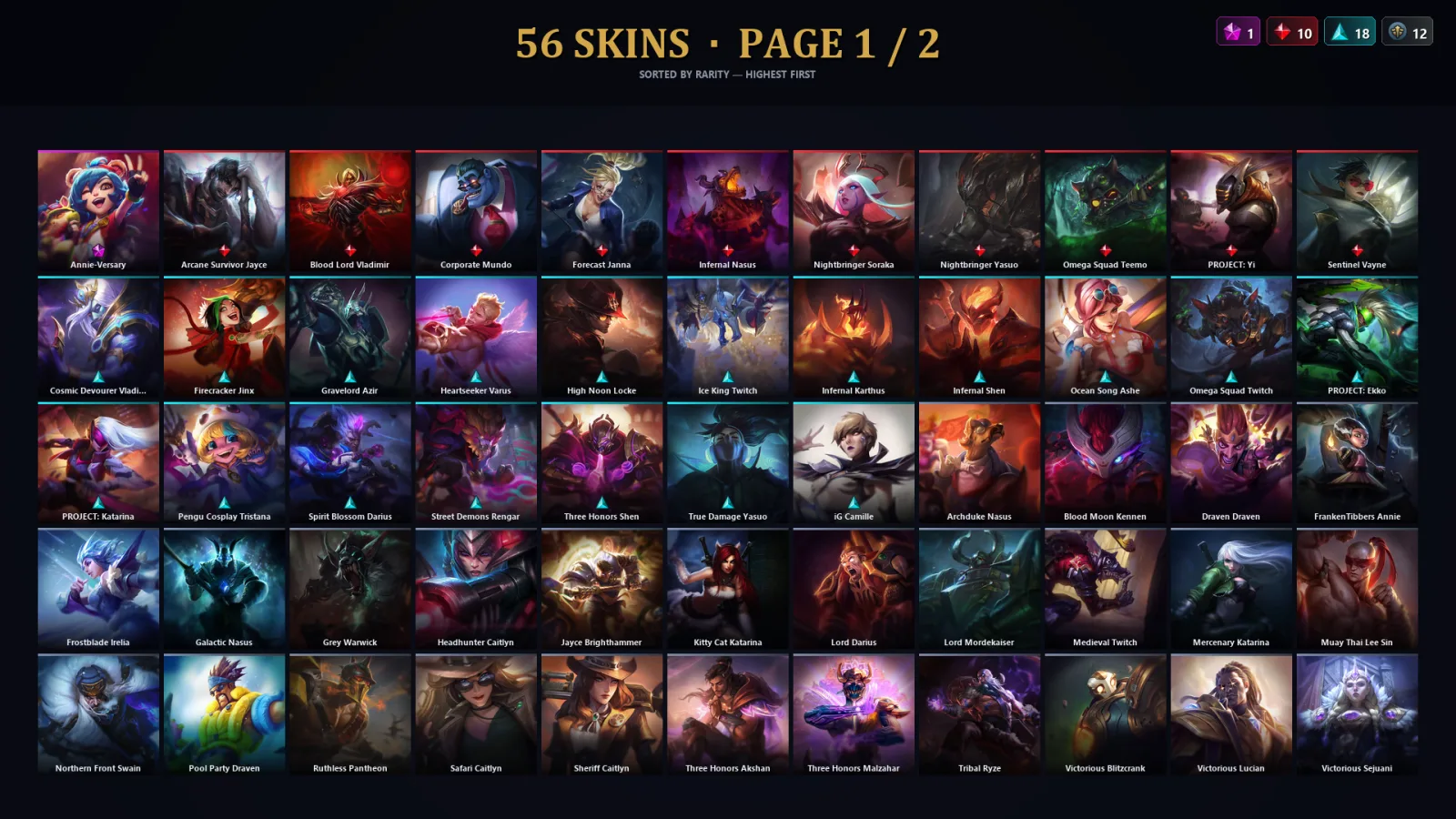 [LoL] | TR | Level 30 | Master | 115 Champions | 56 Skins