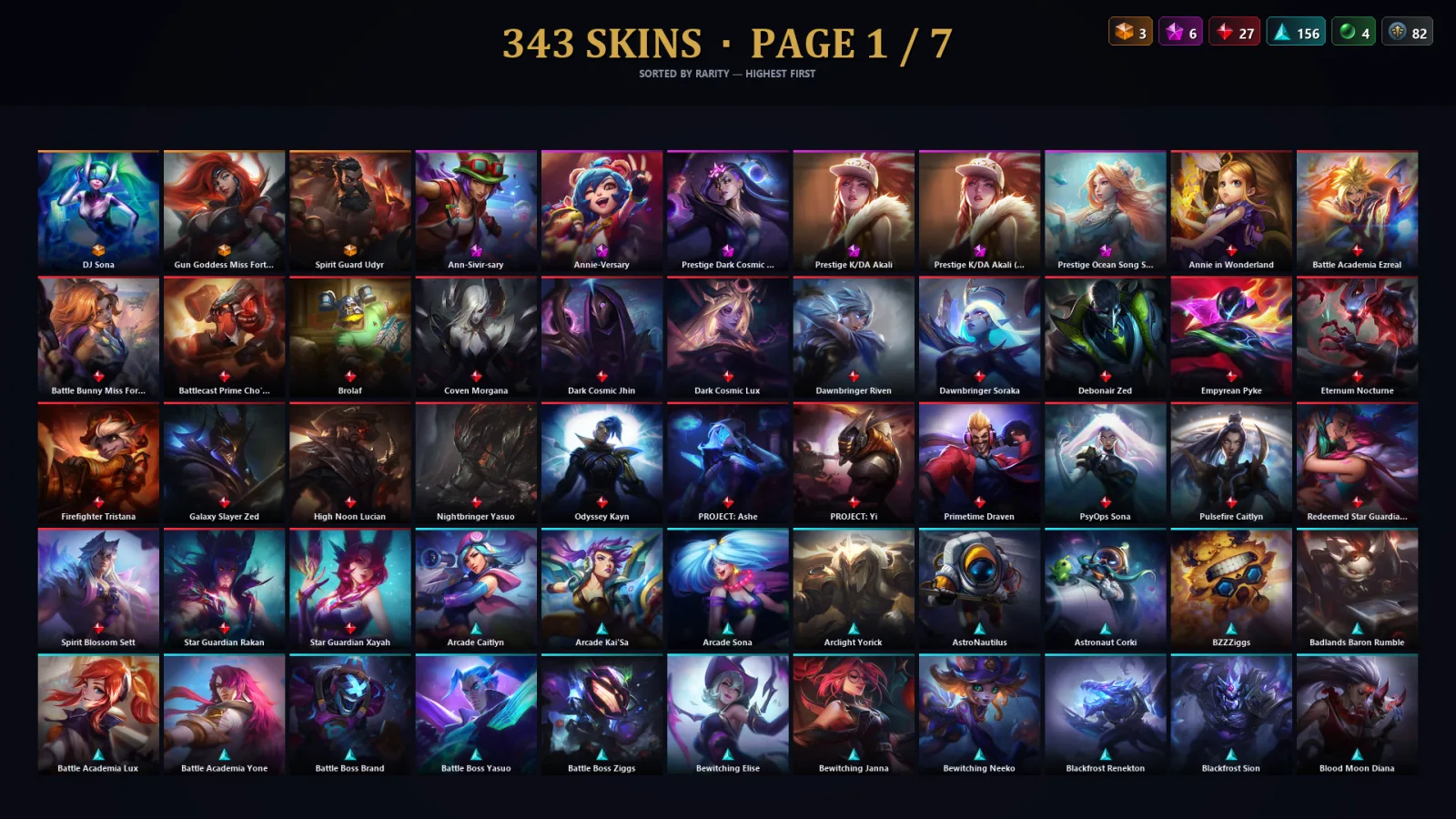 [LoL] | TR | Level 500 | 169 Champions | 343 Skins
