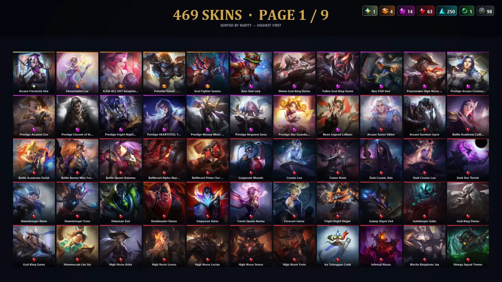 [LoL] | TR | Level 169 | Silver II | 157 Champions | 469 Skins — LoL account