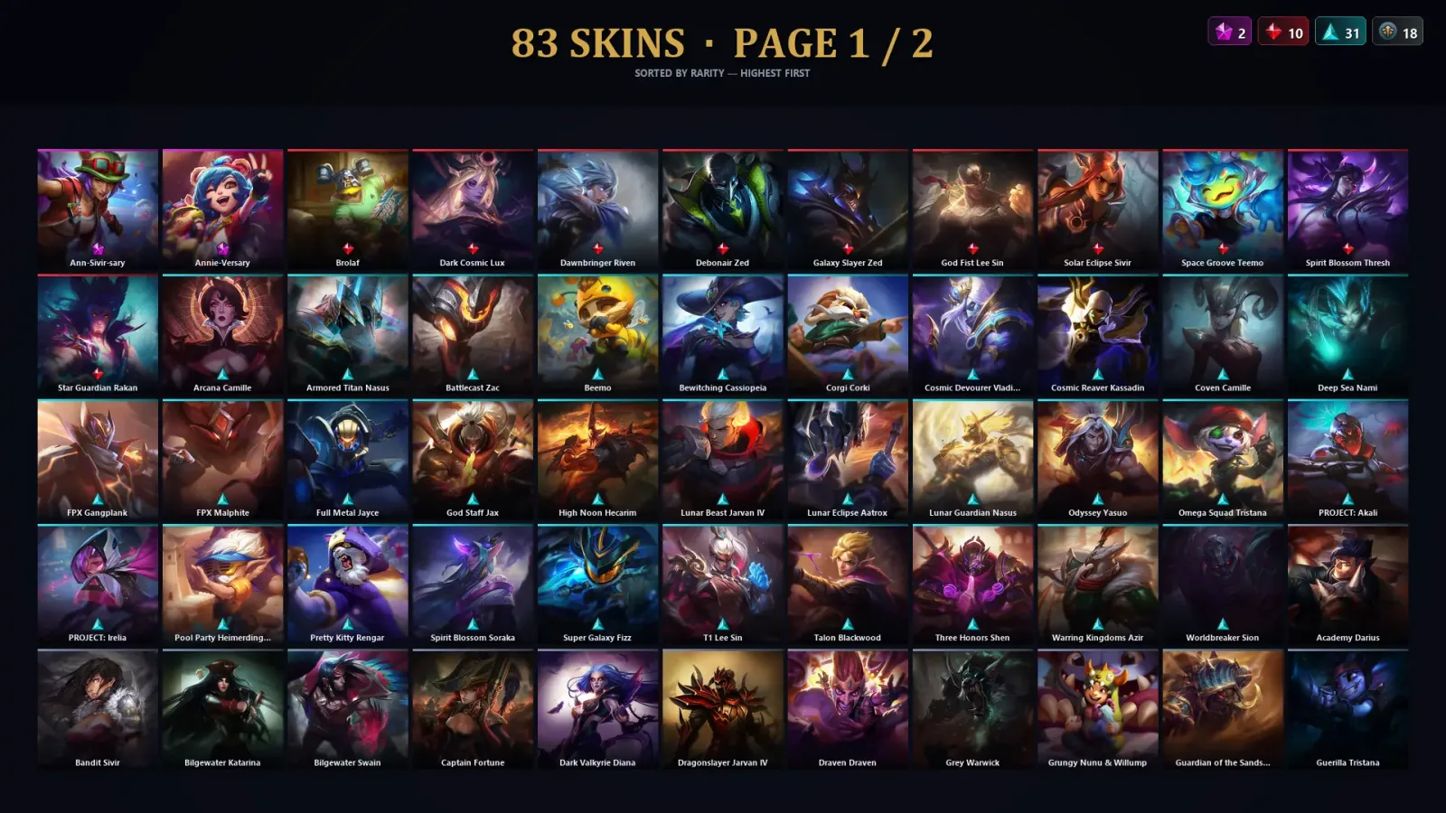 [LoL] | TR | Level 220 | Emerald IV | 173 Champions | 83 Skins | 14,131 BE