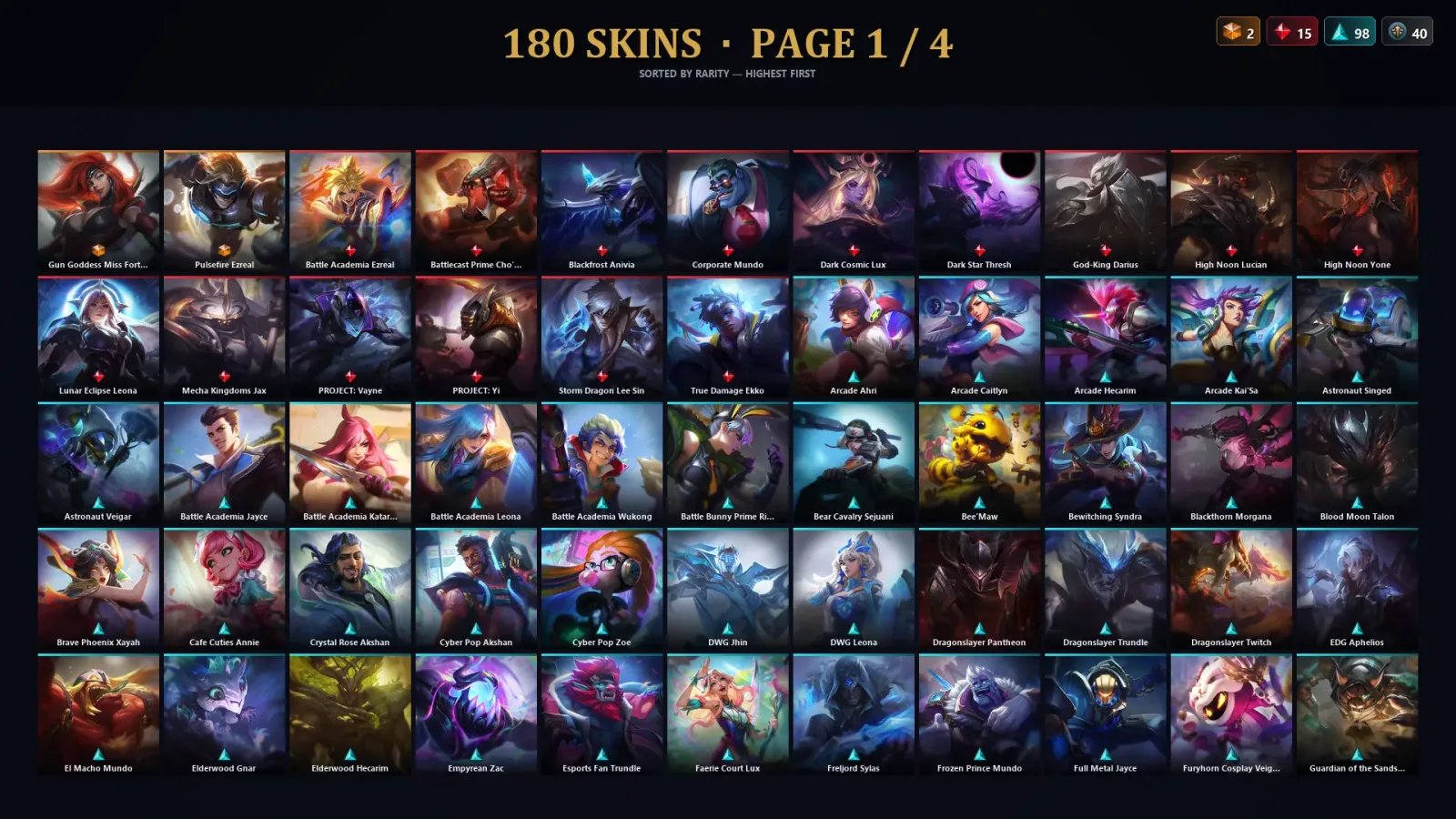 [LoL] | TR | Level 467 | Platinum I | 172 Champions | 180 Skins | 61,387 BE — LoL account