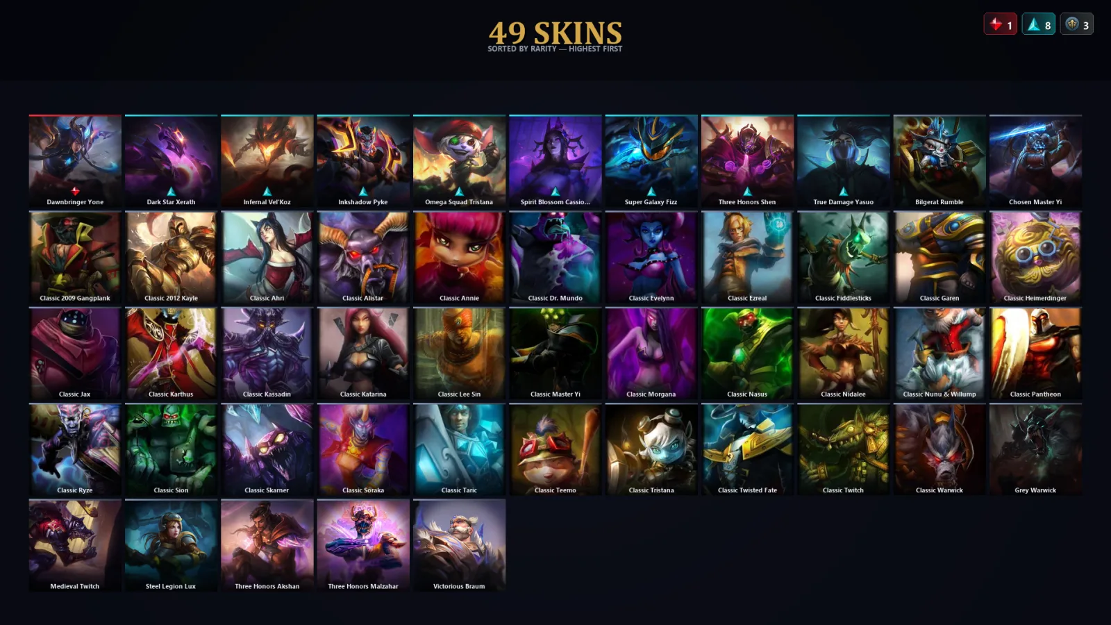 [LoL] | TR | Level 60 | Emerald III | 133 Champions | 17 Skins | 19,353 BE