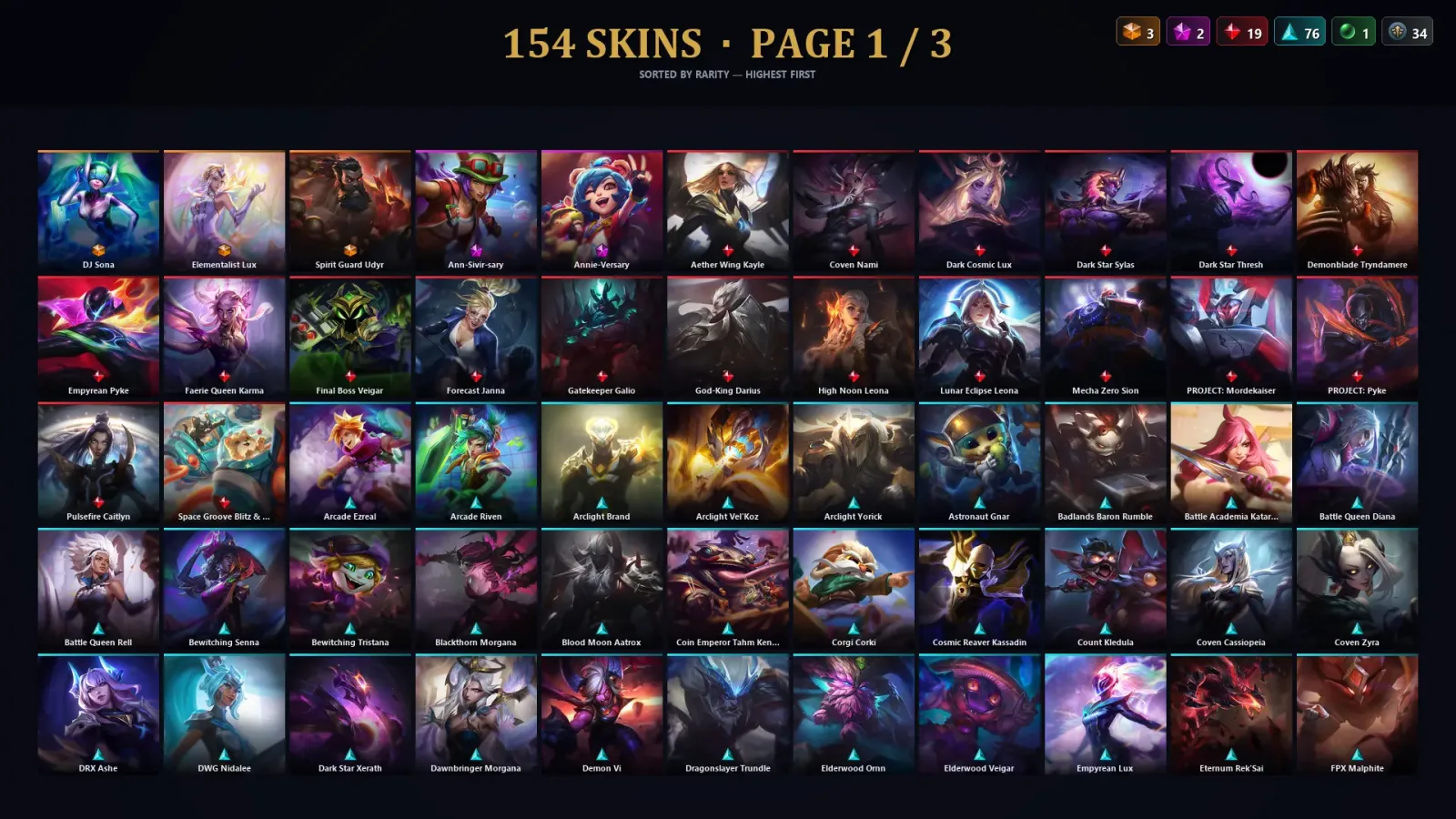 [LoL] | TR | Level 449 | Gold II | 172 Champions | 154 Skins | 115,943 BE — LoL account
