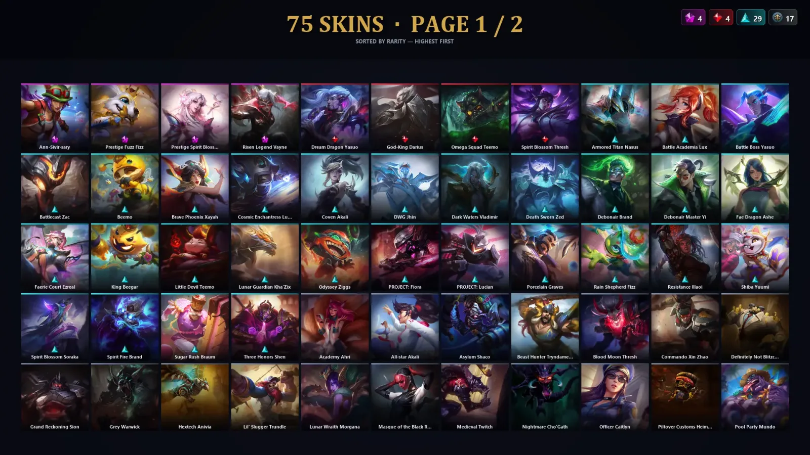 [LoL] | TR | Level 252 | Silver IV | 171 Champions | 75 Skins | 58,909 BE — LoL account