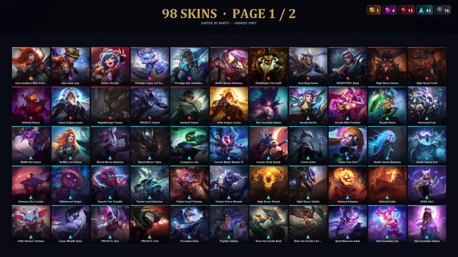 [LoL] | TR | Level 318 | Diamond IV | 172 Champions | 98 Skins | 40,399 BE — LoL account