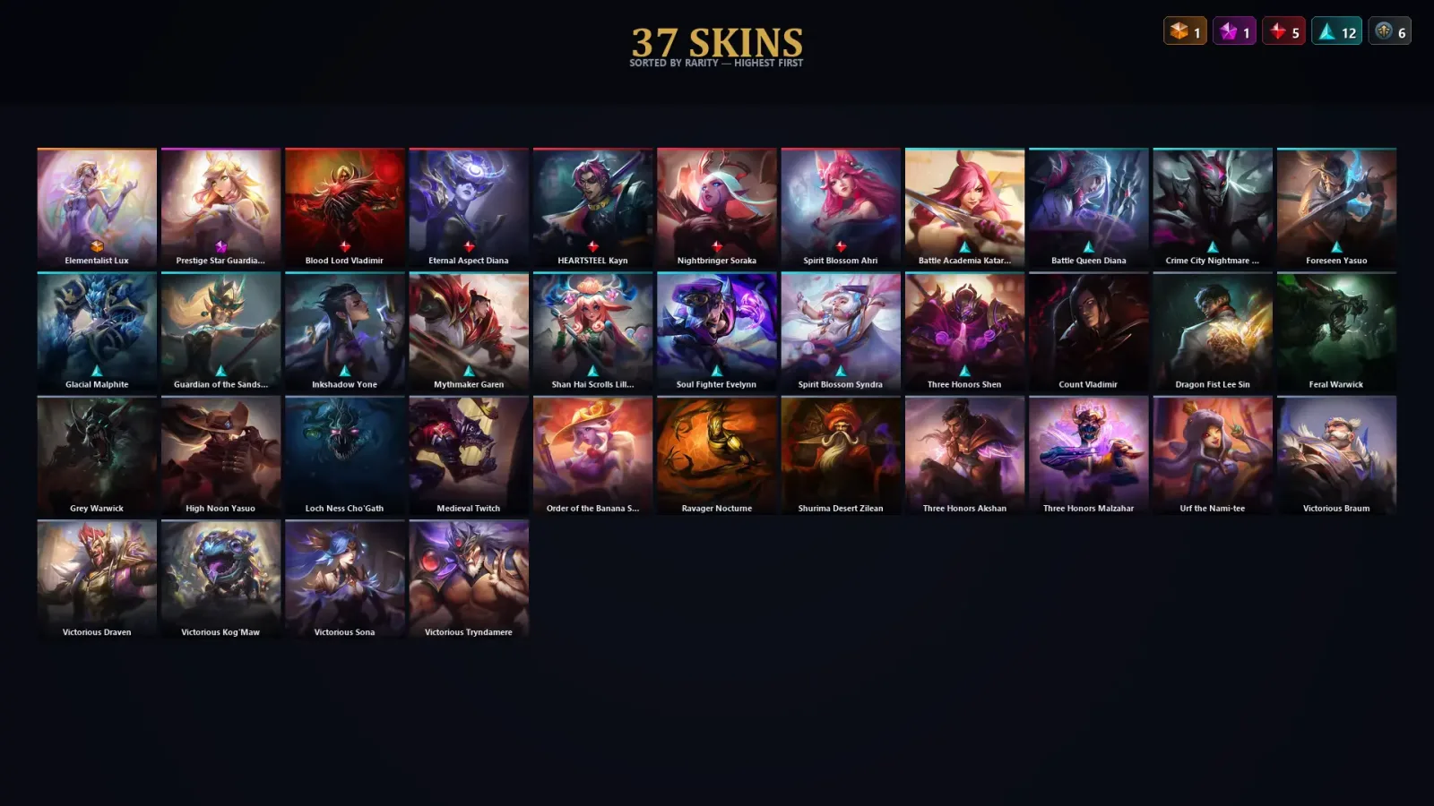 [LoL] | TR | Level 91 | Diamond II | 107 Champions | 37 Skins | 10,111 BE