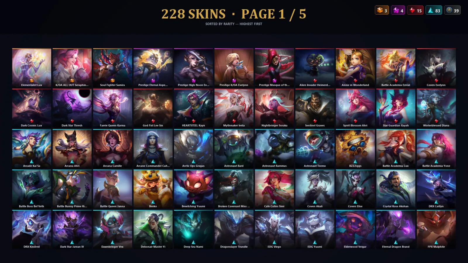 [LoL] | EUW | Level 359 | 173 Champions | 196 Skins | 15,534 BE