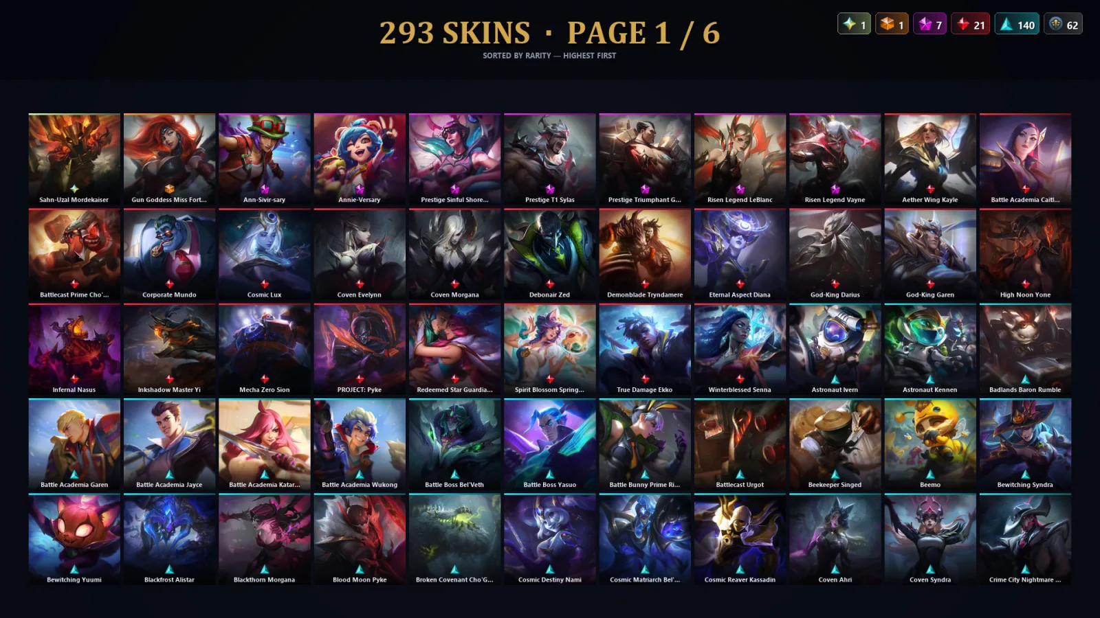 [LoL] | EUW | Level 30 | 173 Champions | 261 Skins | 95,308 BE