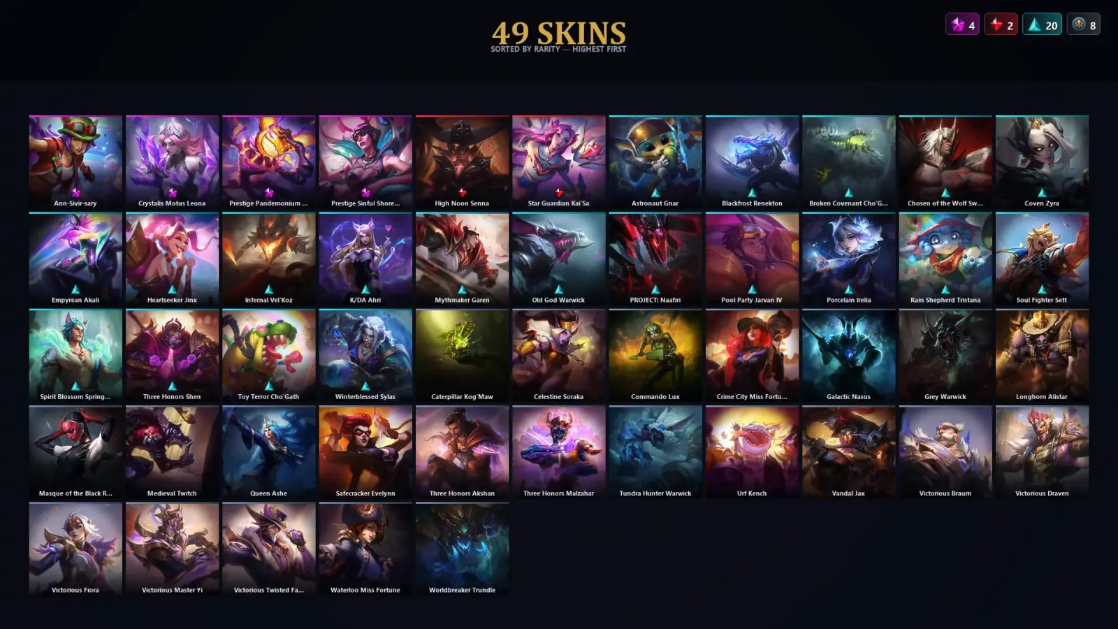 [LoL] | TR | Level 217 | Silver I | 173 Champions | 49 Skins | 31,050 BE