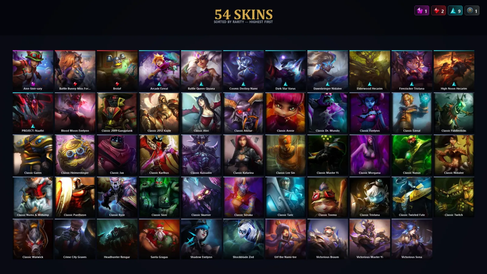 [LoL] | TR | Level 52 | Emerald I | 58 Champions | 54 Skins | 18,241 BE