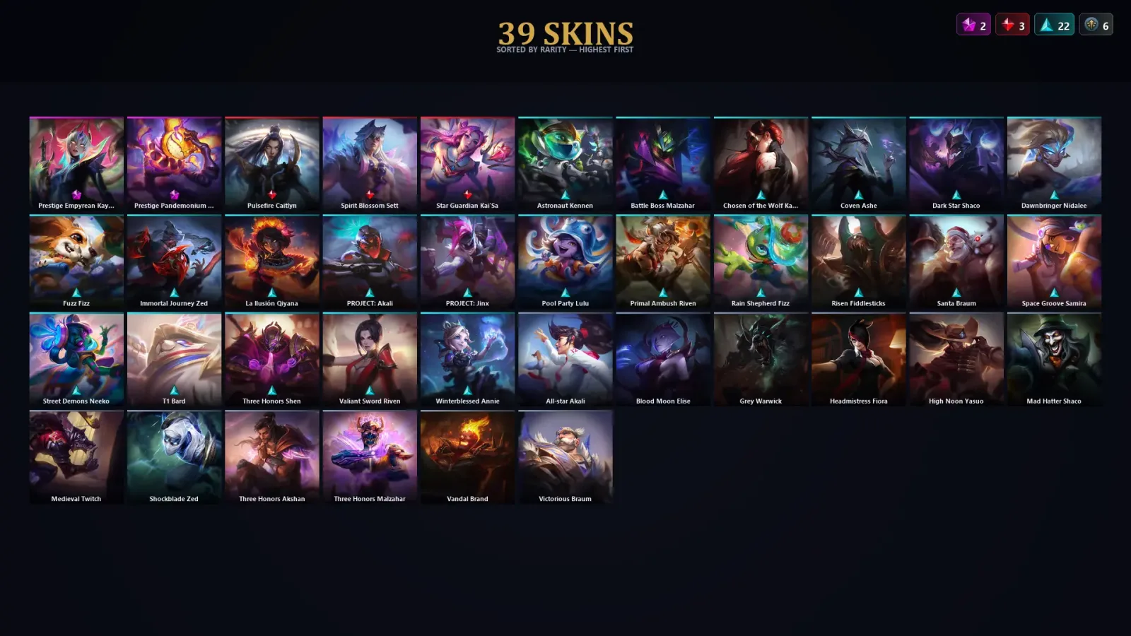[LoL] | TR | Level 88 | Platinum IV | 144 Champions | 39 Skins — LoL account