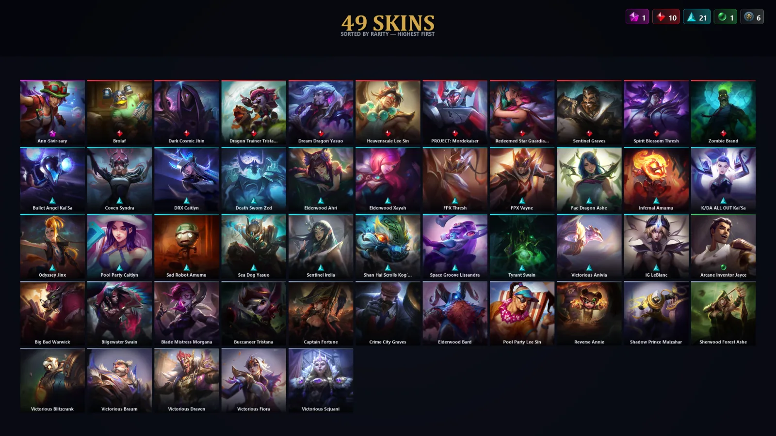 [LoL] | TR | Level 171 | Diamond I | 144 Champions | 49 Skins | 72,944 BE