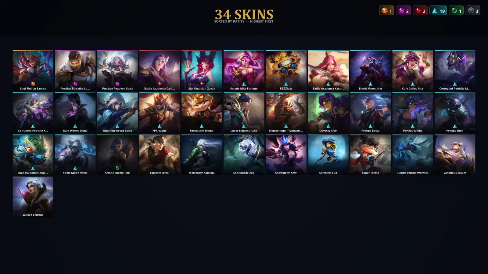 [LoL] | TR | Level 55 | Platinum III | 54 Champions | 34 Skins — LoL account