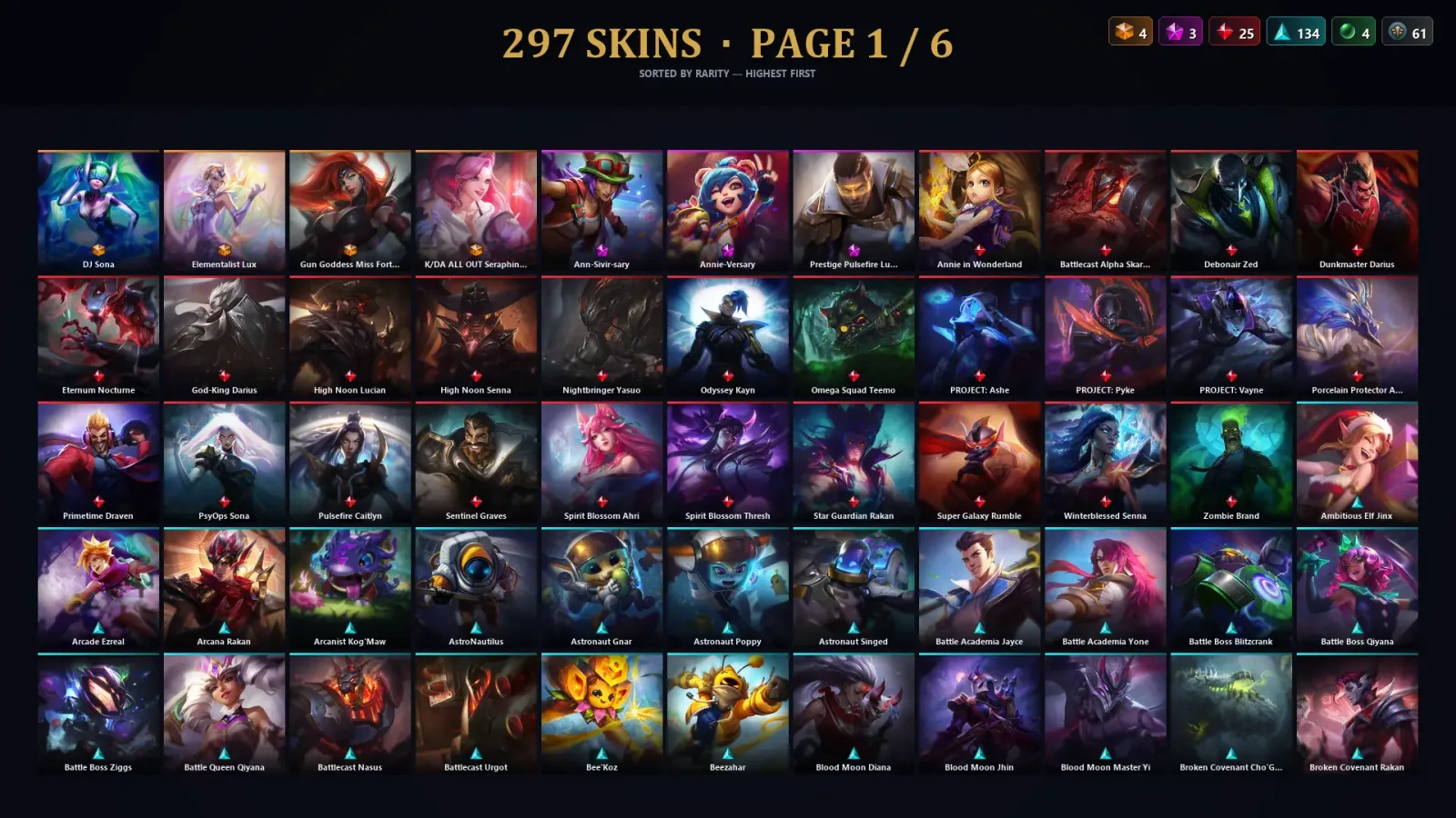 [LoL] | EUW | Level 500 | 173 Champions | 297 Skins | 229,823 BE