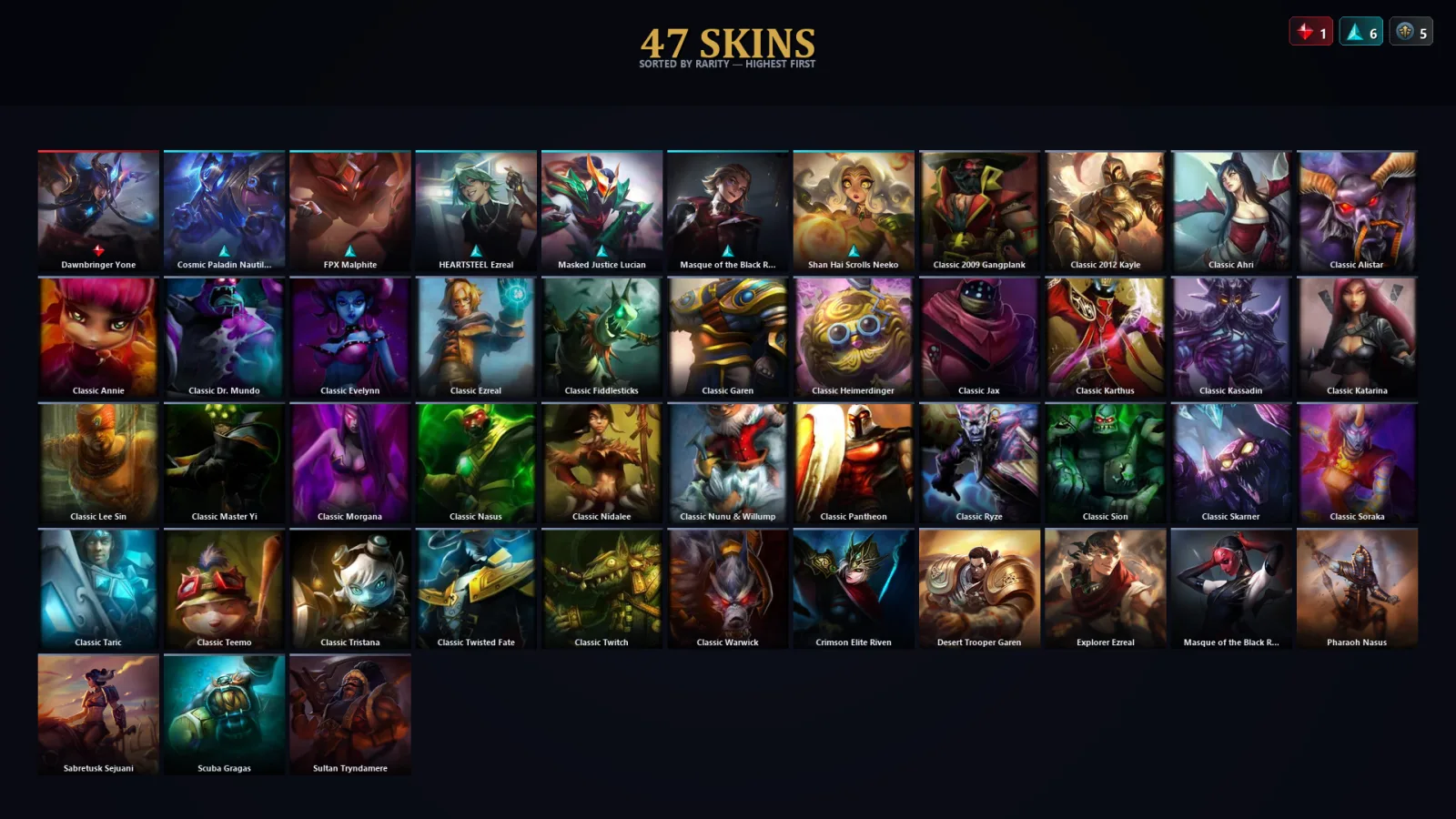 [LoL] | TR | Level 61 | 118 Champions | 47 Skins