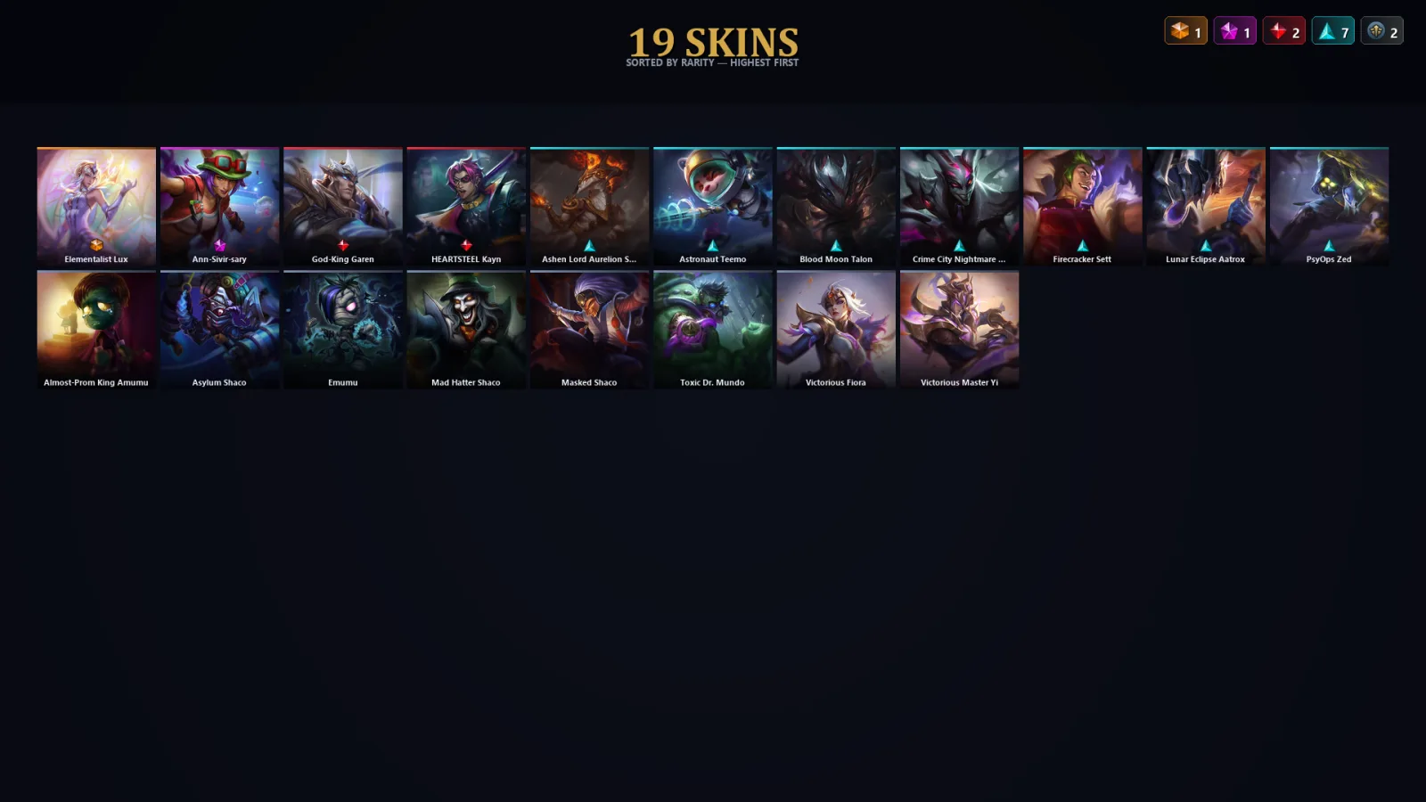 [LoL] | EUW | Level 73 | 69 Champions | 19 Skins | 27,789 BE