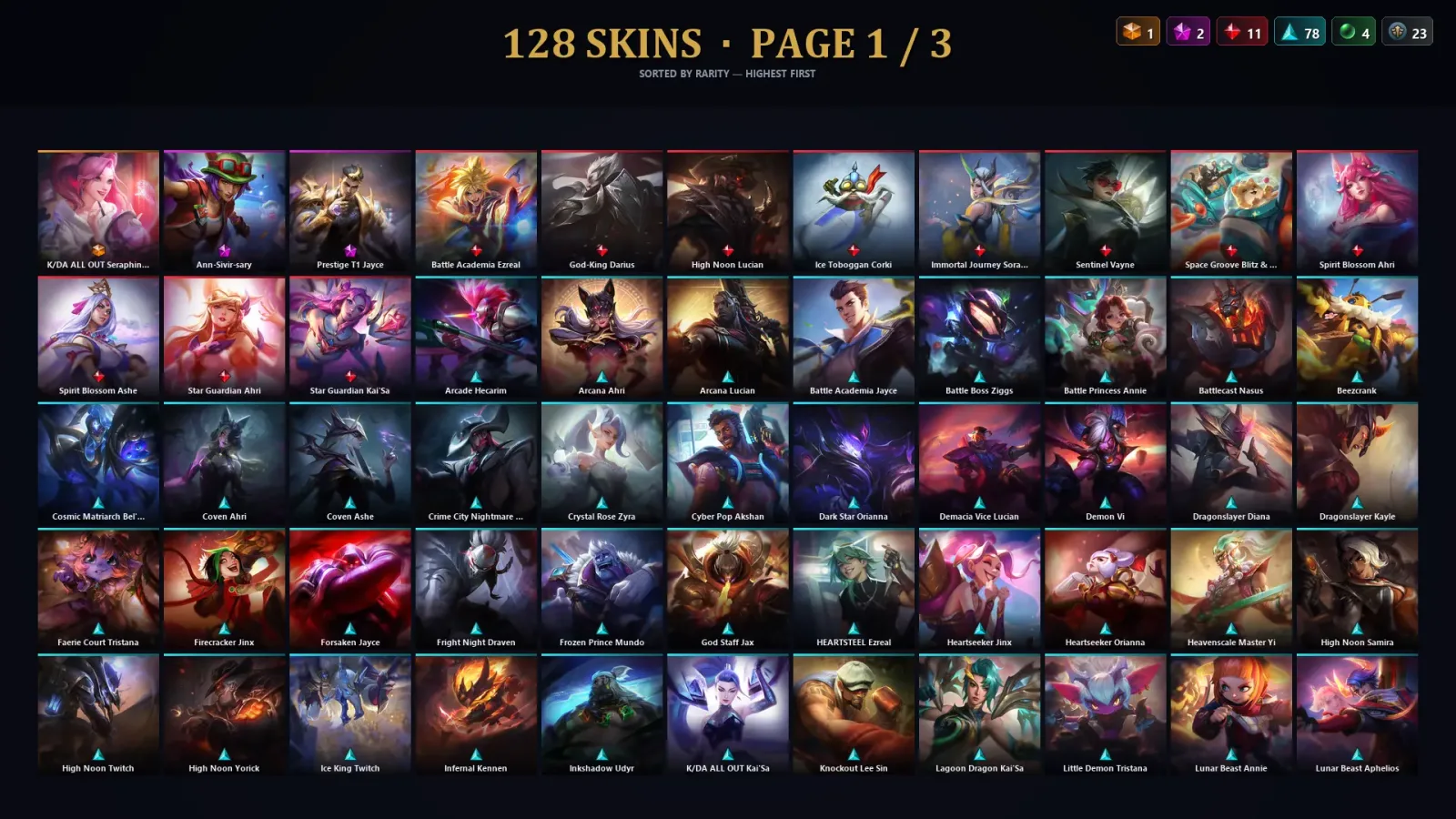 [LoL] | EUW | Level 445 | Diamond I | 172 Champions | 128 Skins | 231,073 BE — LoL account