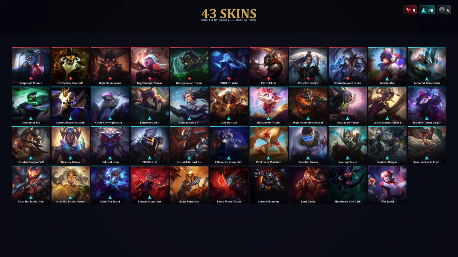 [LoL] | TR | Level 167 | Silver II | 173 Champions | 43 Skins