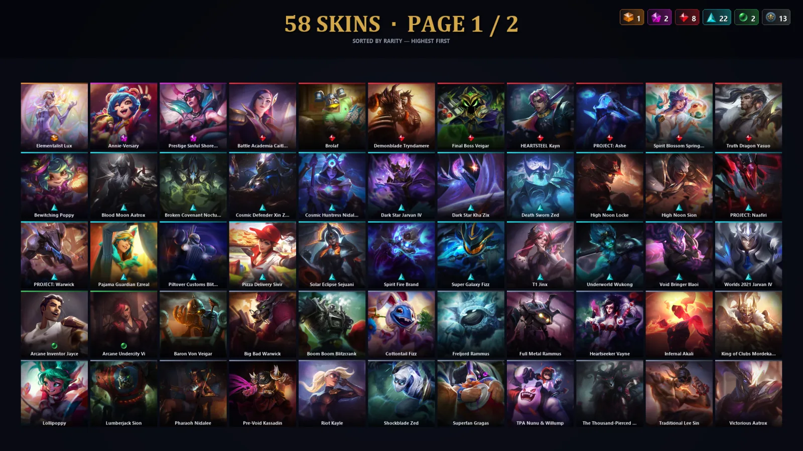 [LoL] | TR | Level 206 | Emerald III | 130 Champions | 58 Skins