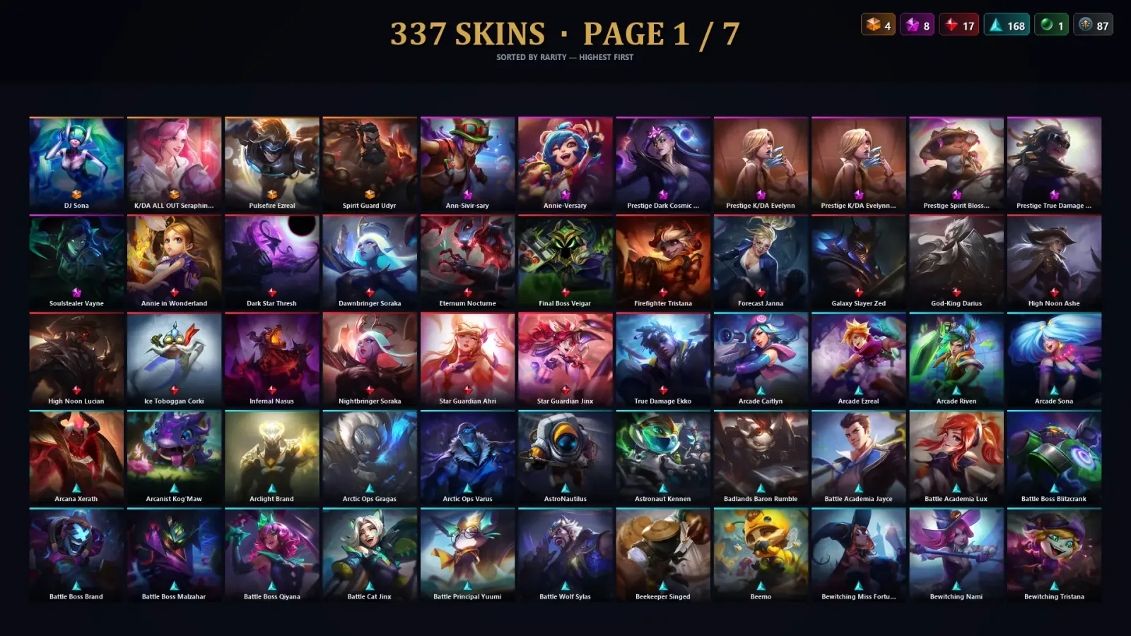 [LoL] | EUW | Level 396 | 168 Champions | 337 Skins — LoL account