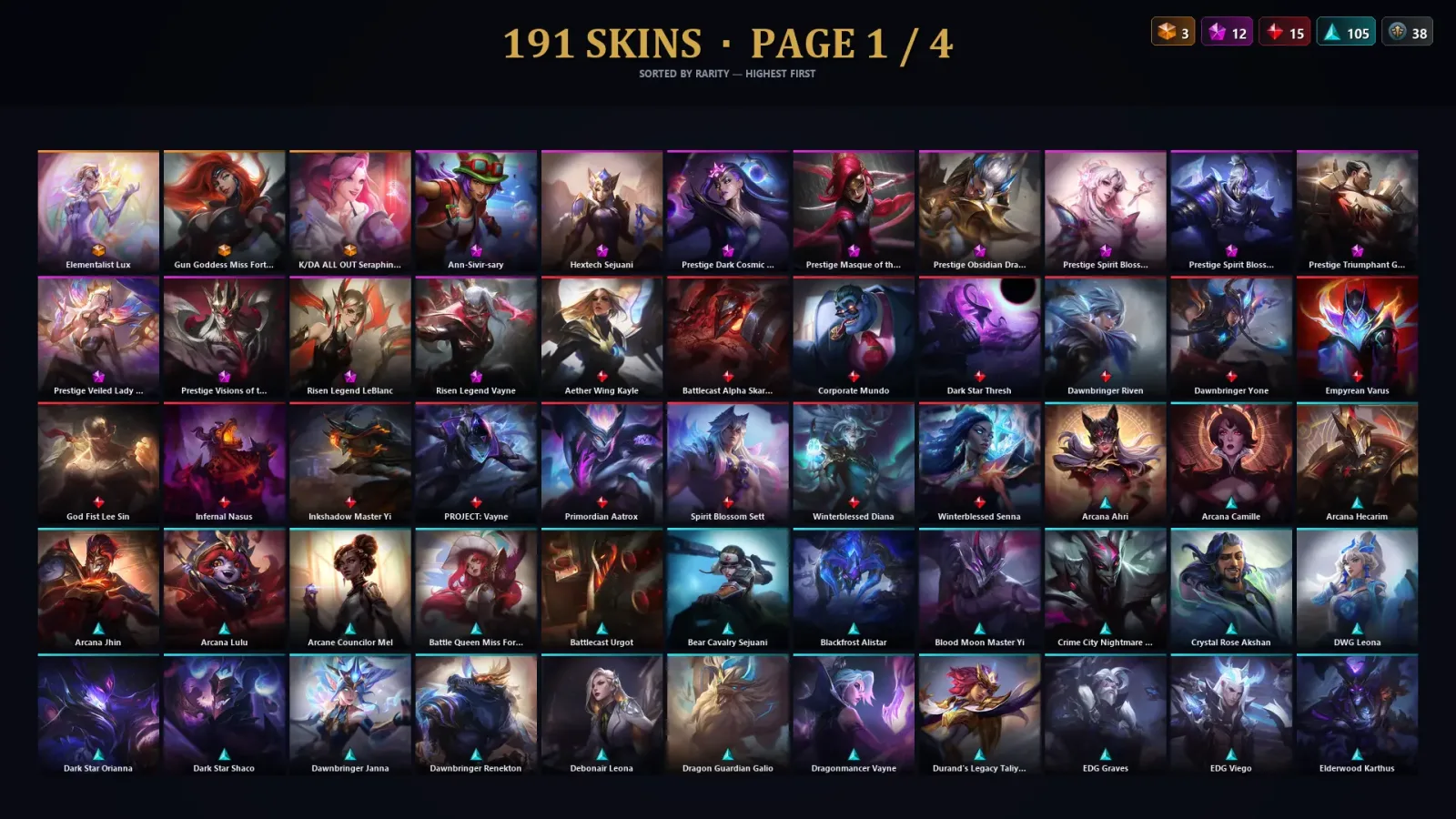 [LoL] | TR | Level 454 | Silver I | 173 Champions | 191 Skins | 16,650 BE