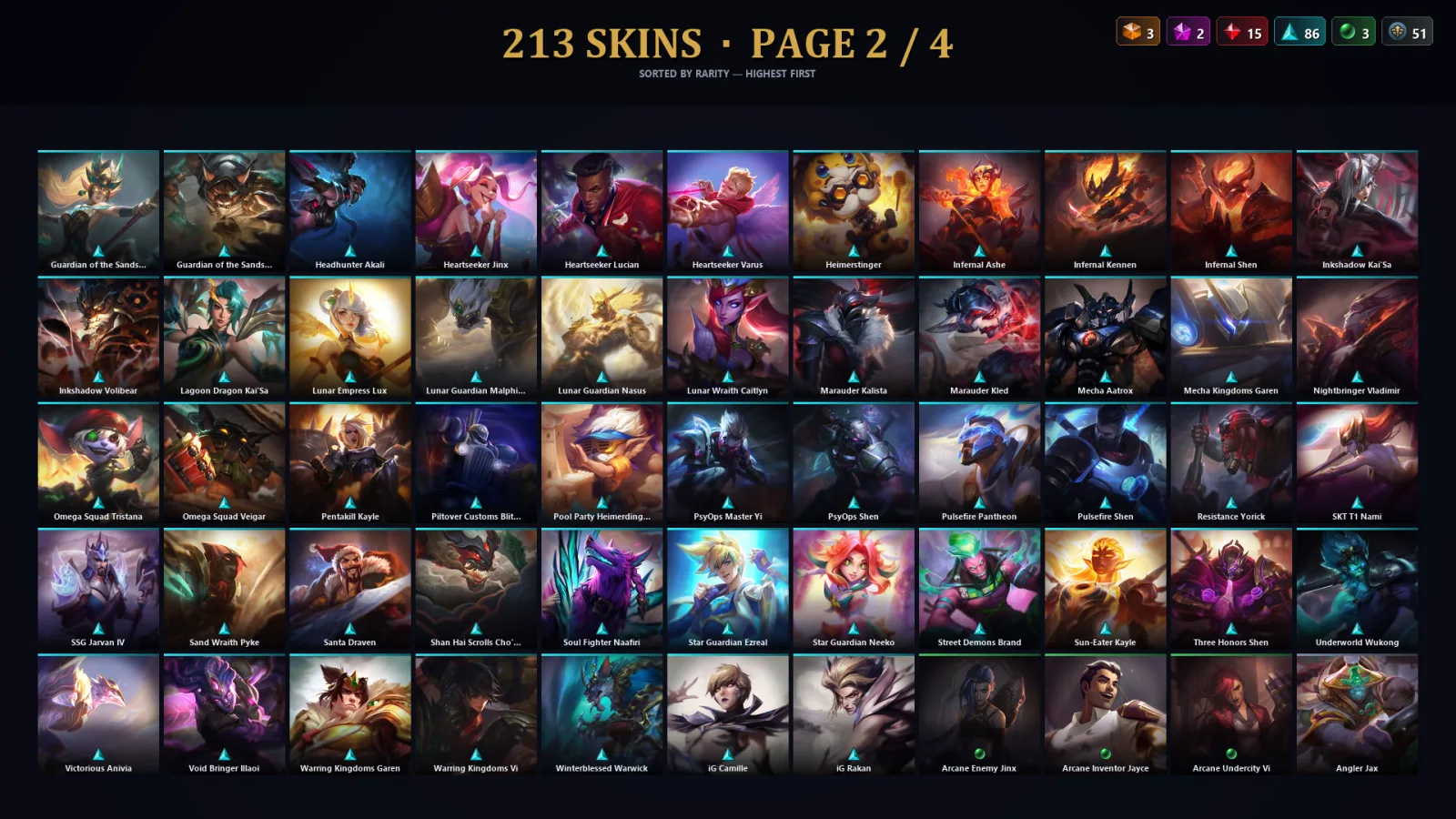 [LoL] | NA | Level 468 | 173 Champions | 213 Skins | 54,392 BE