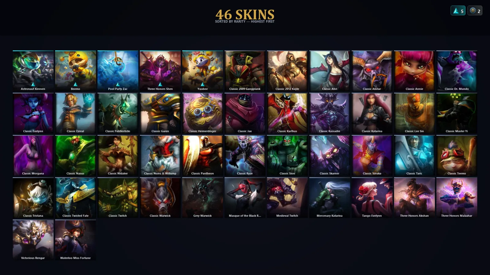 [LoL] | TR | Level 40 | Platinum IV | 96 Champions | 46 Skins