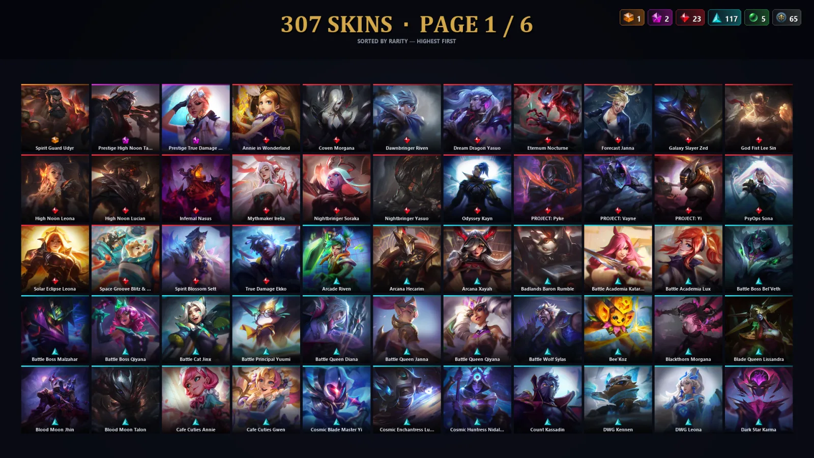 [LoL] | EUW | Level 154 | Diamond II | 173 Champions | 307 Skins | 48,560 BE