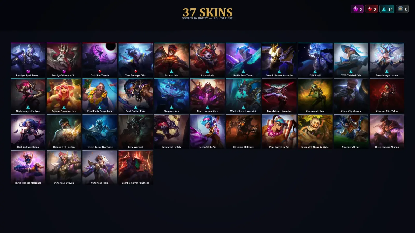 [LoL] | EUW | Level 94 | Diamond I | 142 Champions | 37 Skins | 12,253 BE