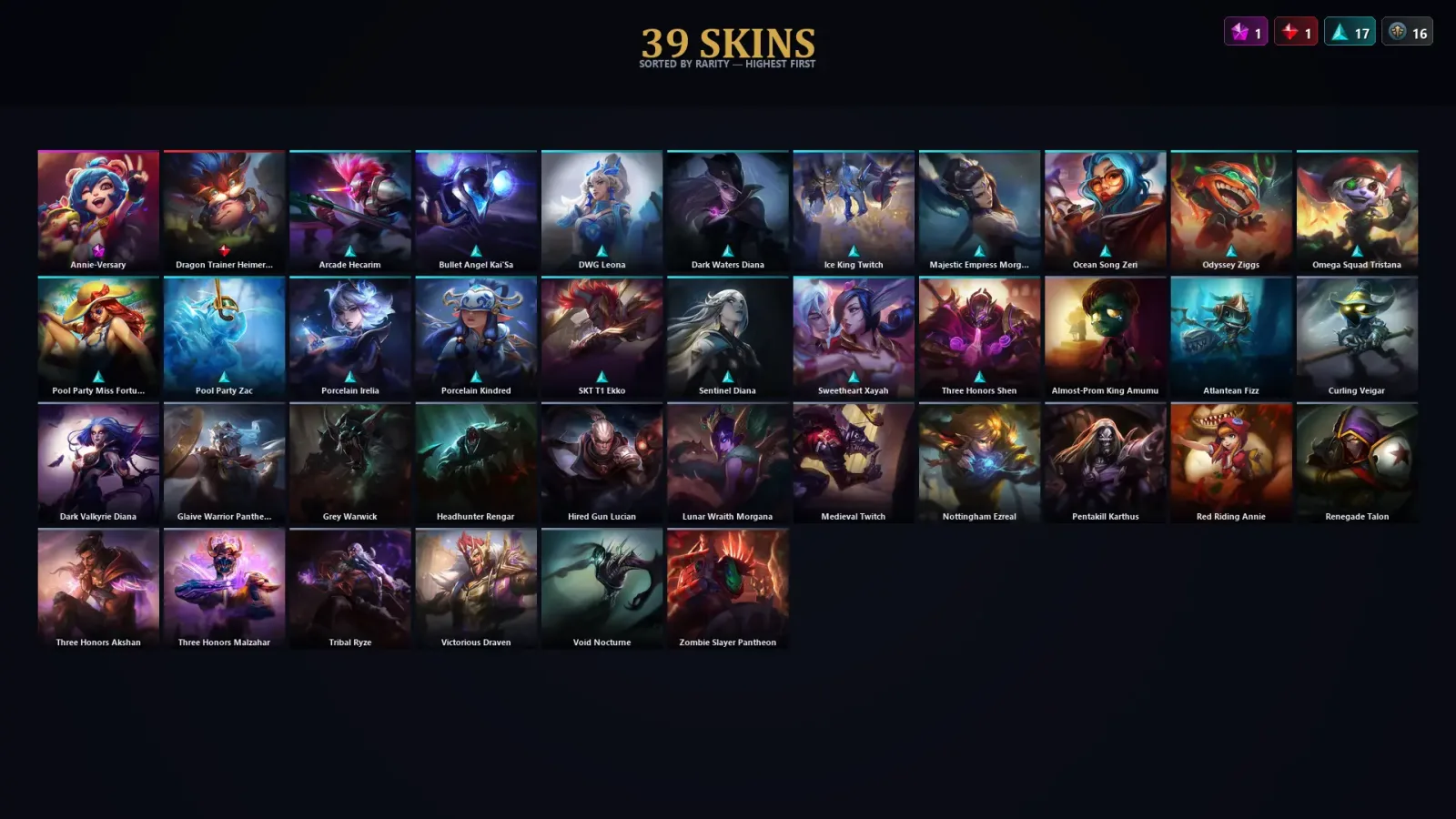 [LoL] | TR | Level 119 | Platinum III | 123 Champions | 39 Skins | 10,895 BE — LoL account