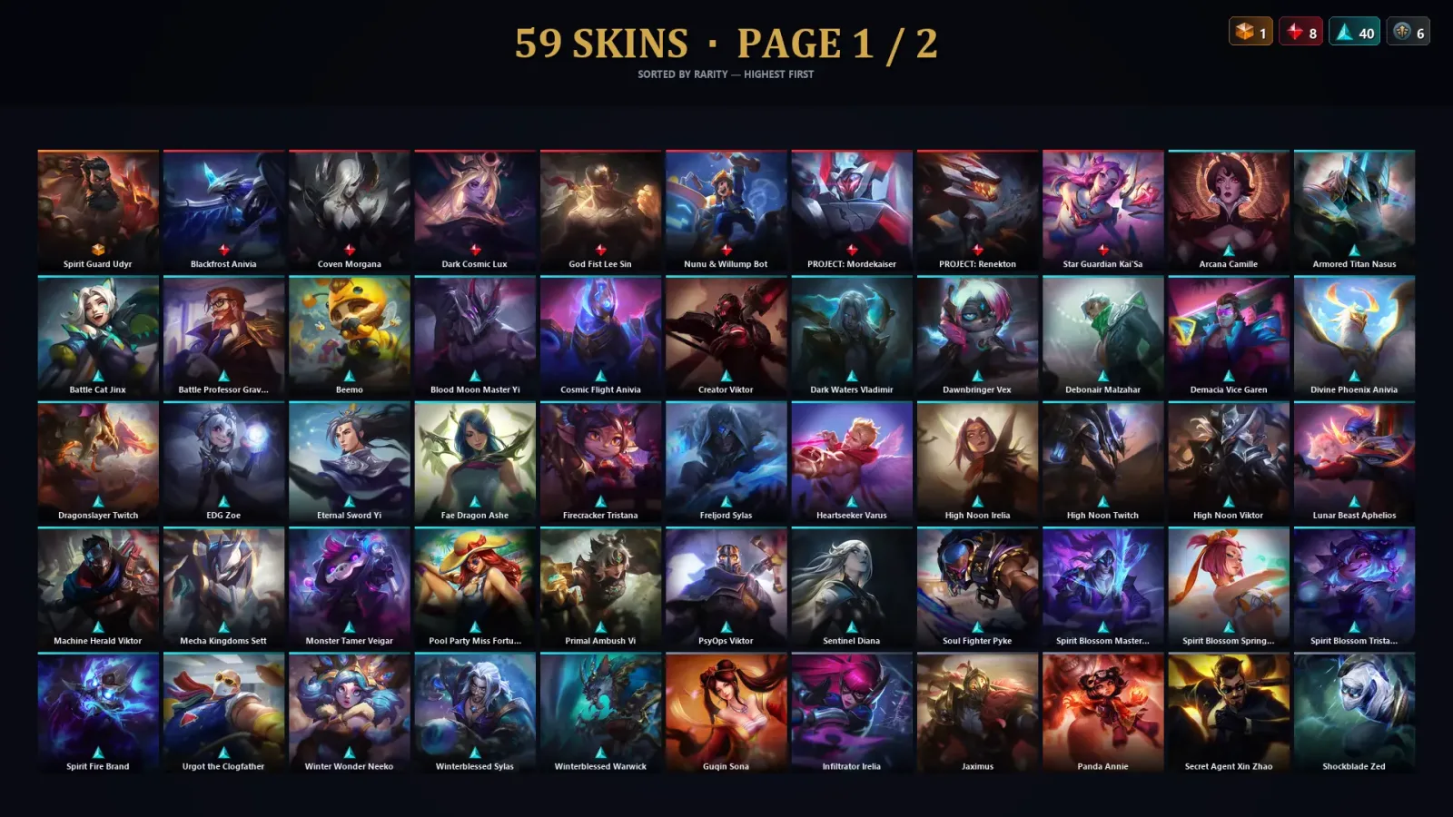 [LoL] | EUW | Level 103 | Gold I | 128 Champions | 59 Skins