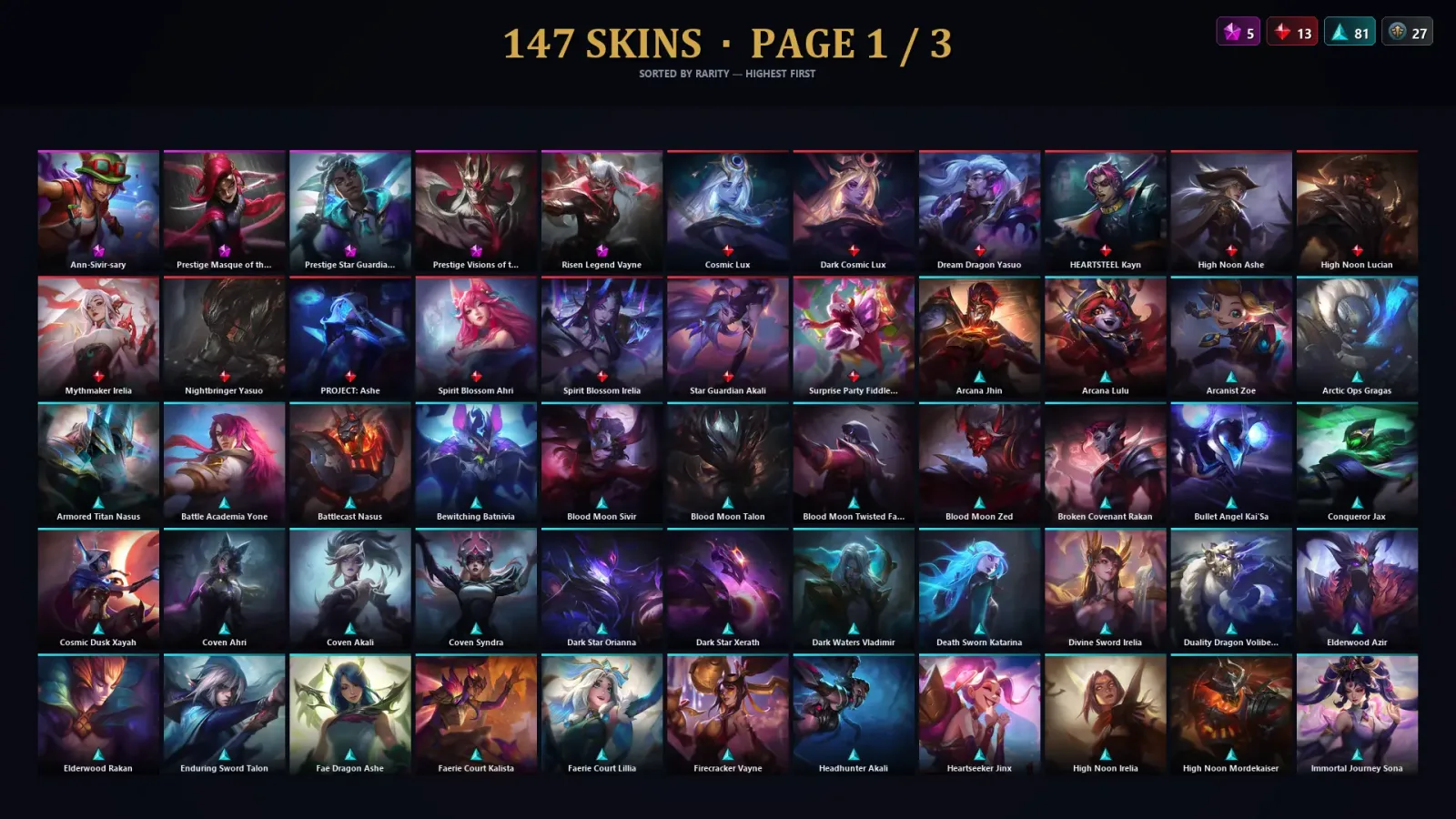 [LoL] | EUW | Level 241 | Emerald IV | 122 Champions | 147 Skins — LoL account
