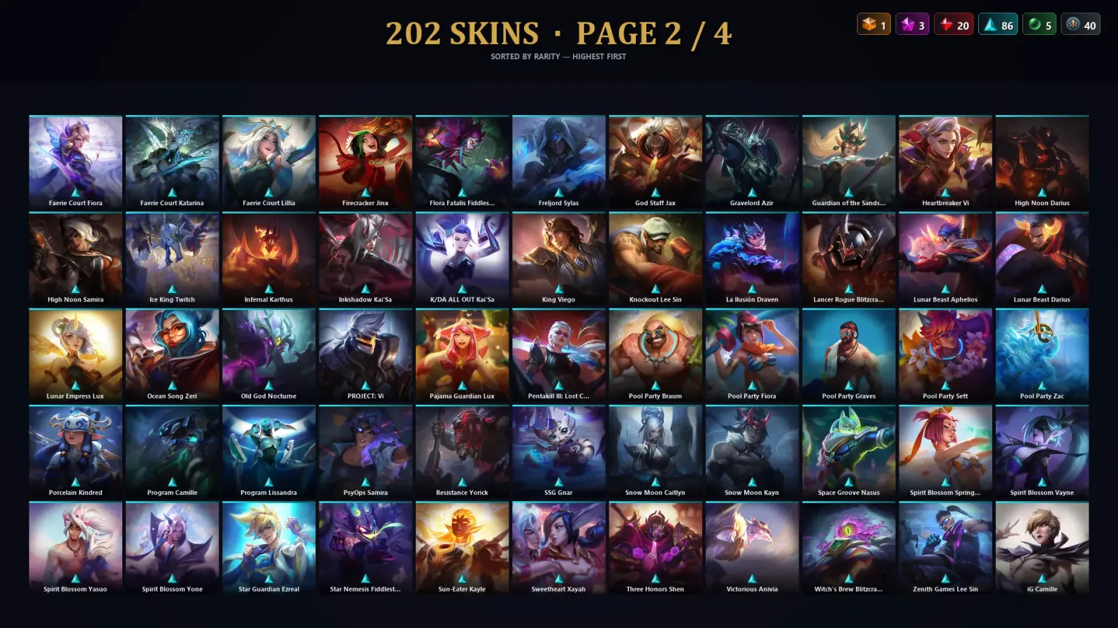 [LoL] | NA | Level 500 | 173 Champions | 202 Skins | 91,422 BE