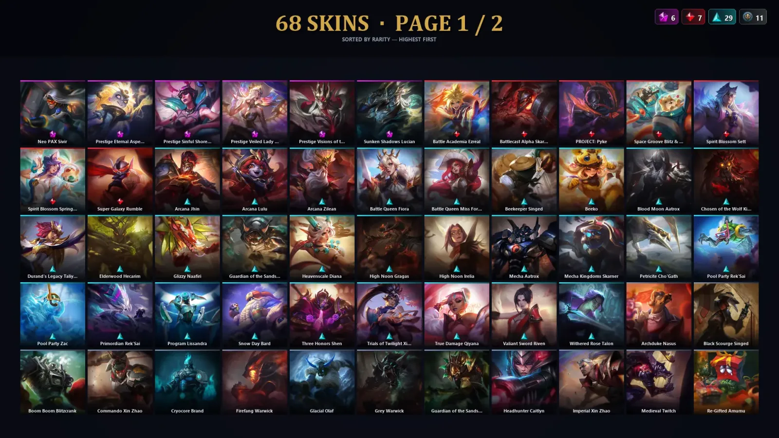[LoL] | TR | Level 30 | Grandmaster | 141 Champions | 68 Skins