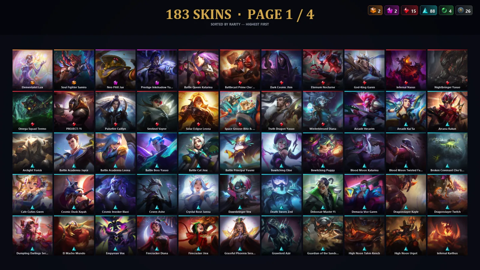 [LoL] | TR | Level 271 | 173 Champions | 183 Skins | 78,904 BE