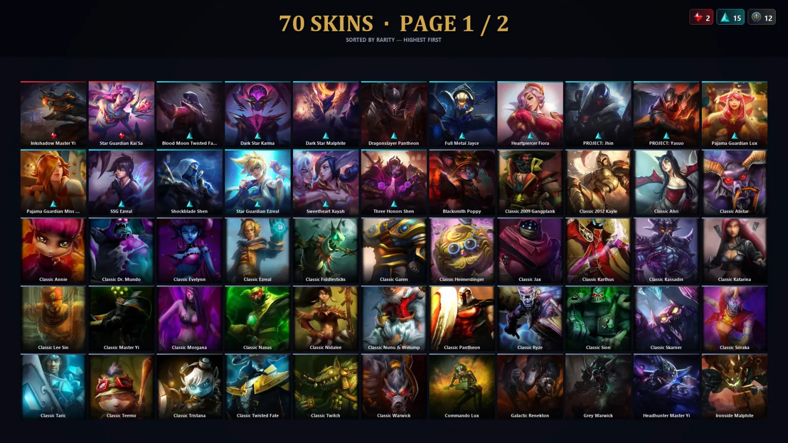 [LoL] | TR | Level 160 | Platinum I | 124 Champions | 70 Skins | 31,253 BE