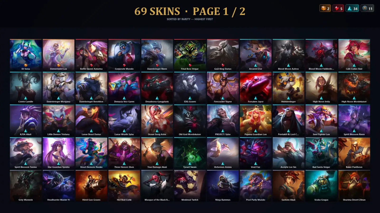 [LoL] | TR | Level 233 | Platinum II | 172 Champions | 69 Skins | 12,711 BE — LoL account