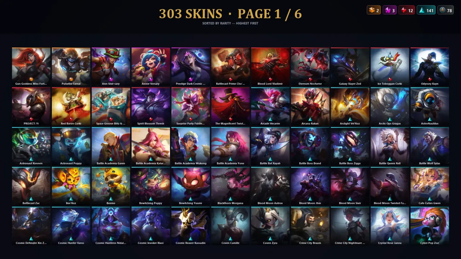 [LoL] | TR | Level 494 | Gold II | 172 Champions | 303 Skins | 81,861 BE — LoL account