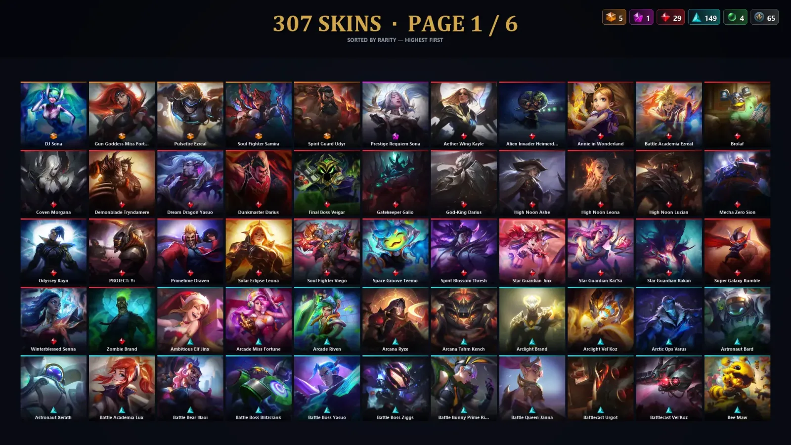 [LoL] | TR | Level 423 | Emerald I | 173 Champions | 307 Skins | 10,523 BE