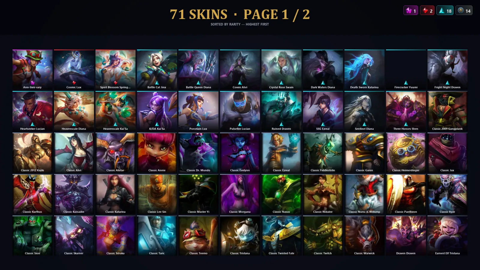 [LoL] | TR | Level 117 | Diamond I | 157 Champions | 71 Skins