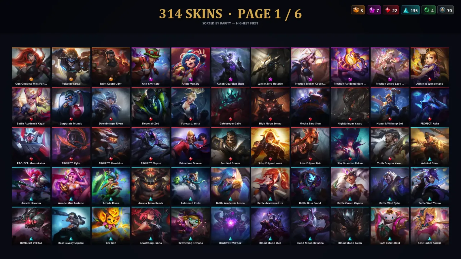 [LoL] | EUW | Level 427 | 172 Champions | 314 Skins | 13,255 BE — LoL account