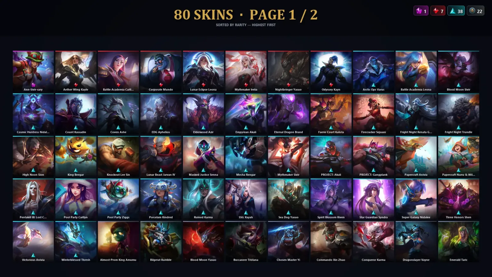 [LoL] | TR | Level 115 | Platinum III | 172 Champions | 80 Skins | 45,233 BE — LoL account