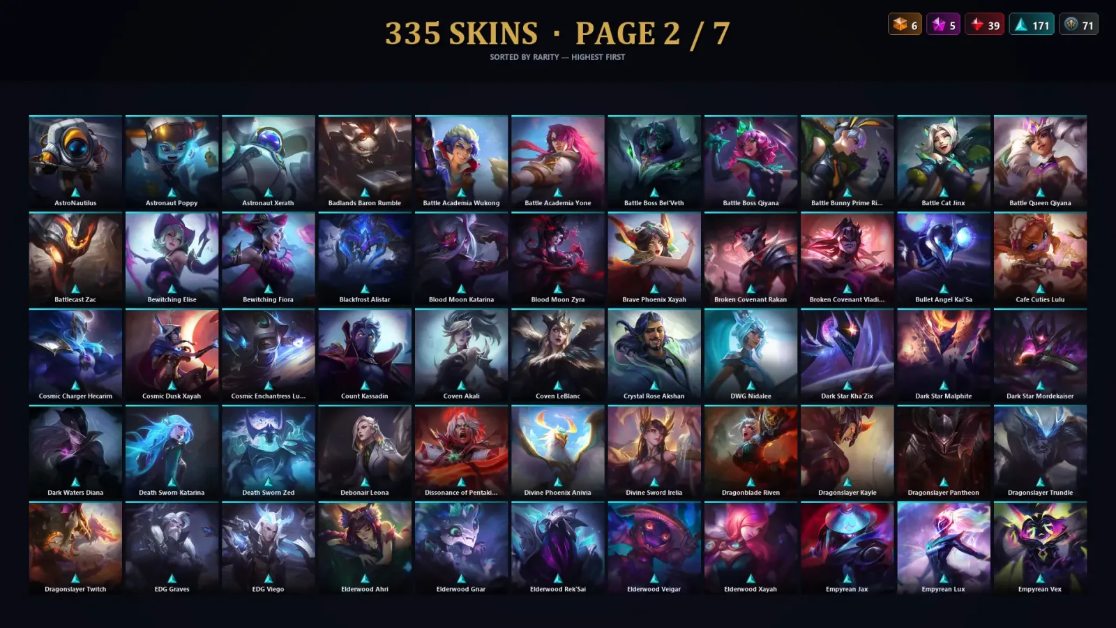 [LoL] | EUW | Level 500 | 172 Champions | 335 Skins | 97,193 BE — LoL account