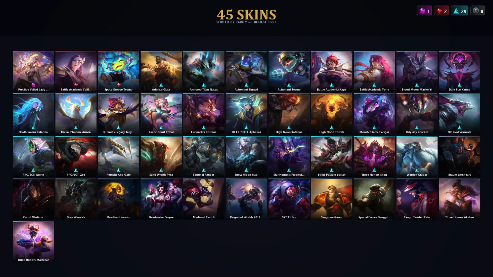 [LoL] | TR | Level 42 | Bronze II | 73 Champions | 45 Skins | 26,113 BE