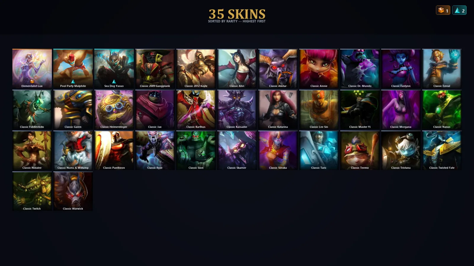 [LoL] | EUW | Level 42 | Platinum I | 67 Champions | 35 Skins | 11,777 BE
