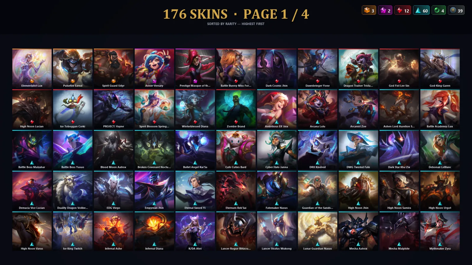 [LoL] | TR | Level 362 | 172 Champions | 144 Skins | 97,811 BE