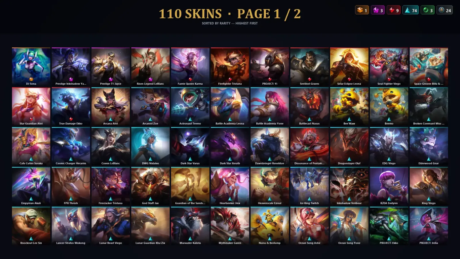 [LoL] | TR | Level 165 | Bronze II | 107 Champions | 110 Skins | 15,710 BE — LoL account