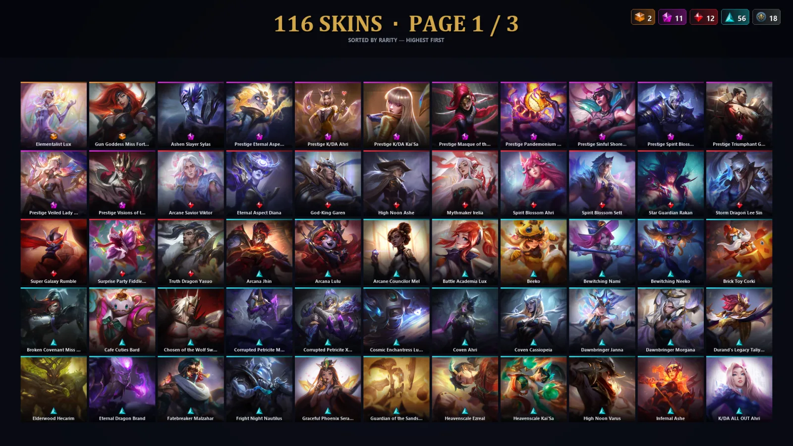 [LoL] | TR | Level 240 | Diamond II | 173 Champions | 116 Skins | 68,440 BE
